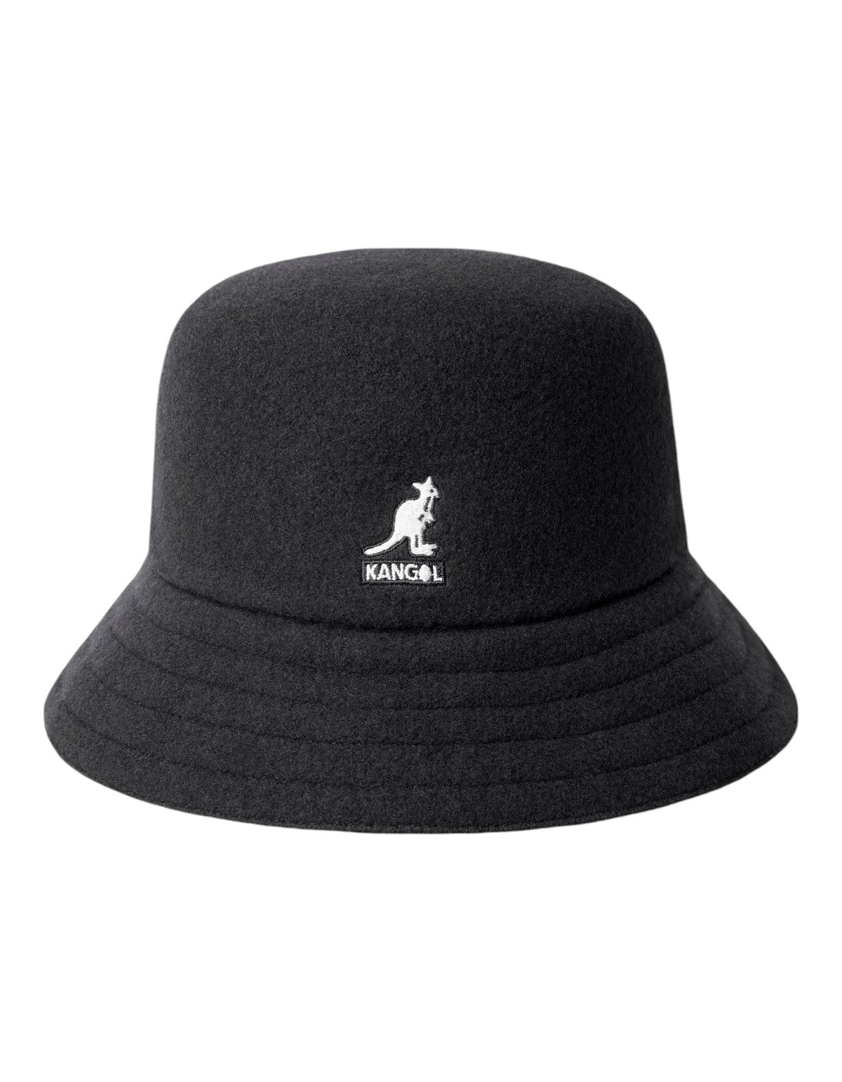 Bucket hat DevidLabel Kangol Wool Lahinch nero in lana con logo ricamato frontale