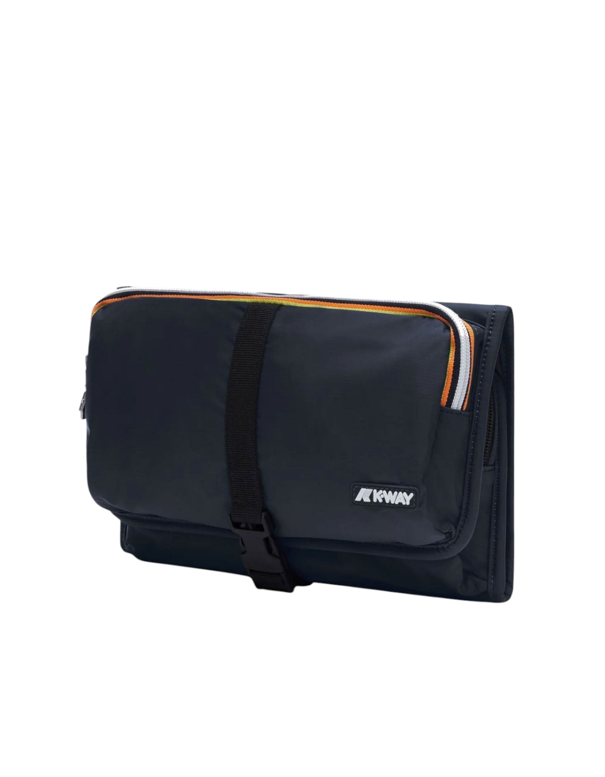 Pochette K-Way Reville Blue Depth di DevidLabel, borsa compatta blu con chiusura a fibbia e dettagli iconici