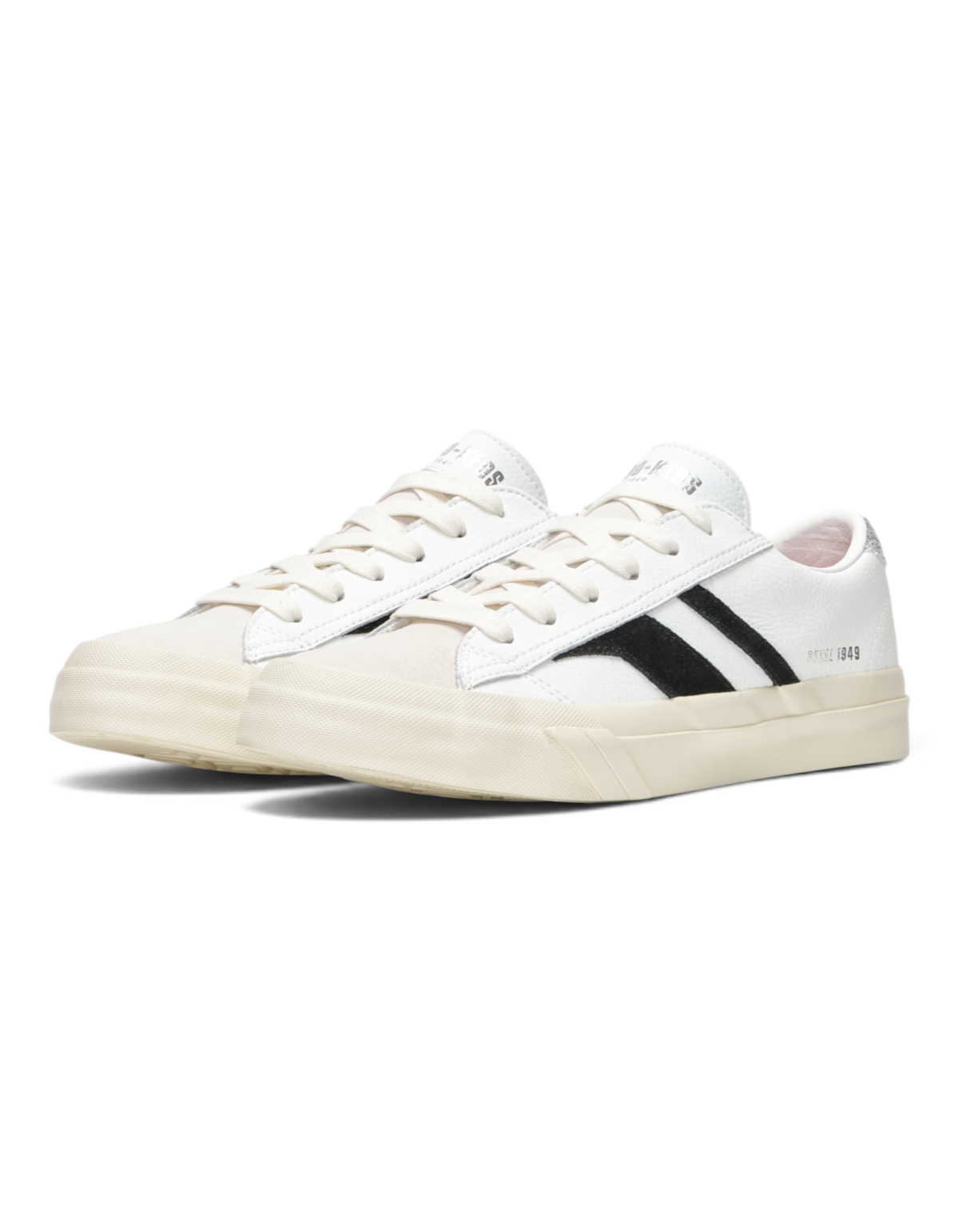 Sneaker DevidLabel Pro-Keds Royal Classic bianche e nere in pelle e suede con suola in gomma