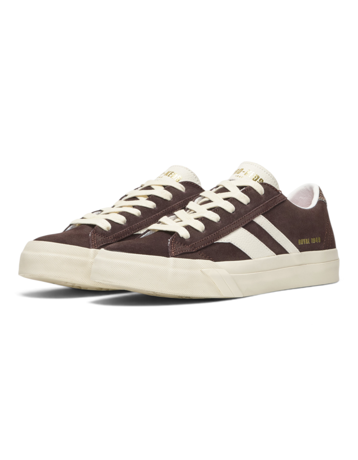 Sneaker DevidLabel Pro-Keds Royal Classic in suede color prugna e crema con suola in gomma e dettagli glitter