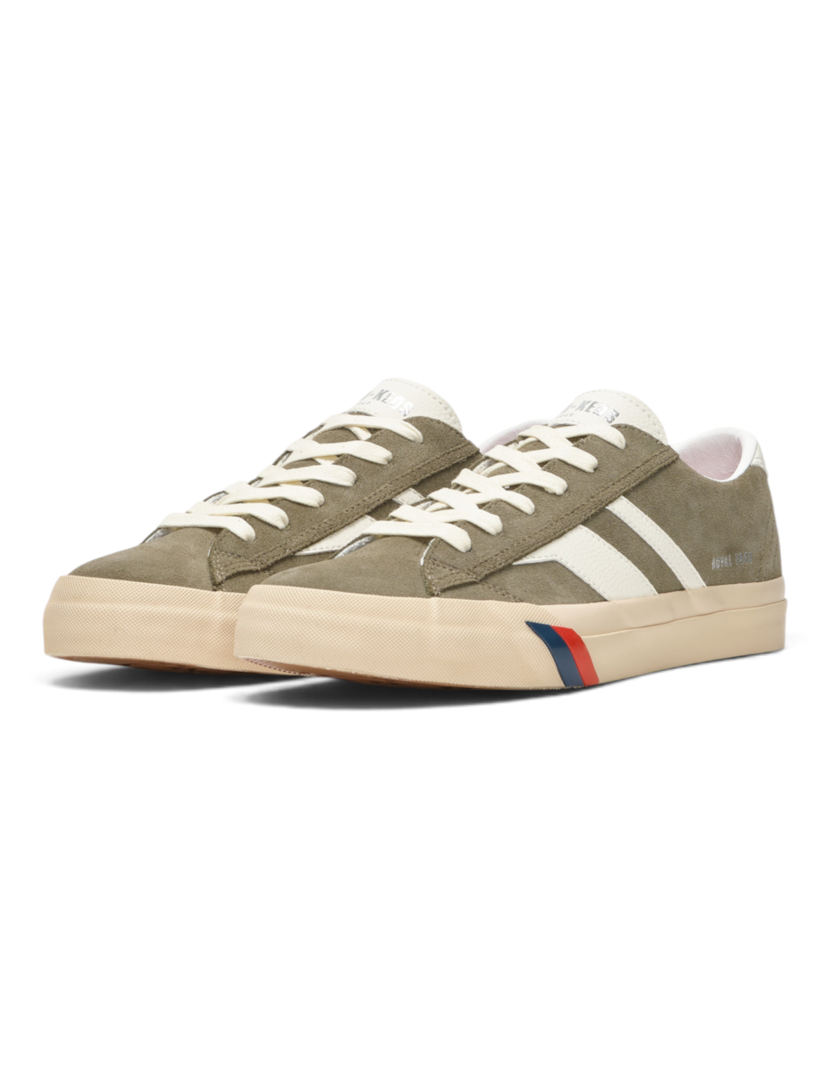 Sneaker DevidLabel Pro-Keds Royal Classic in suede verde militare con suola in gomma e dettagli a contrasto