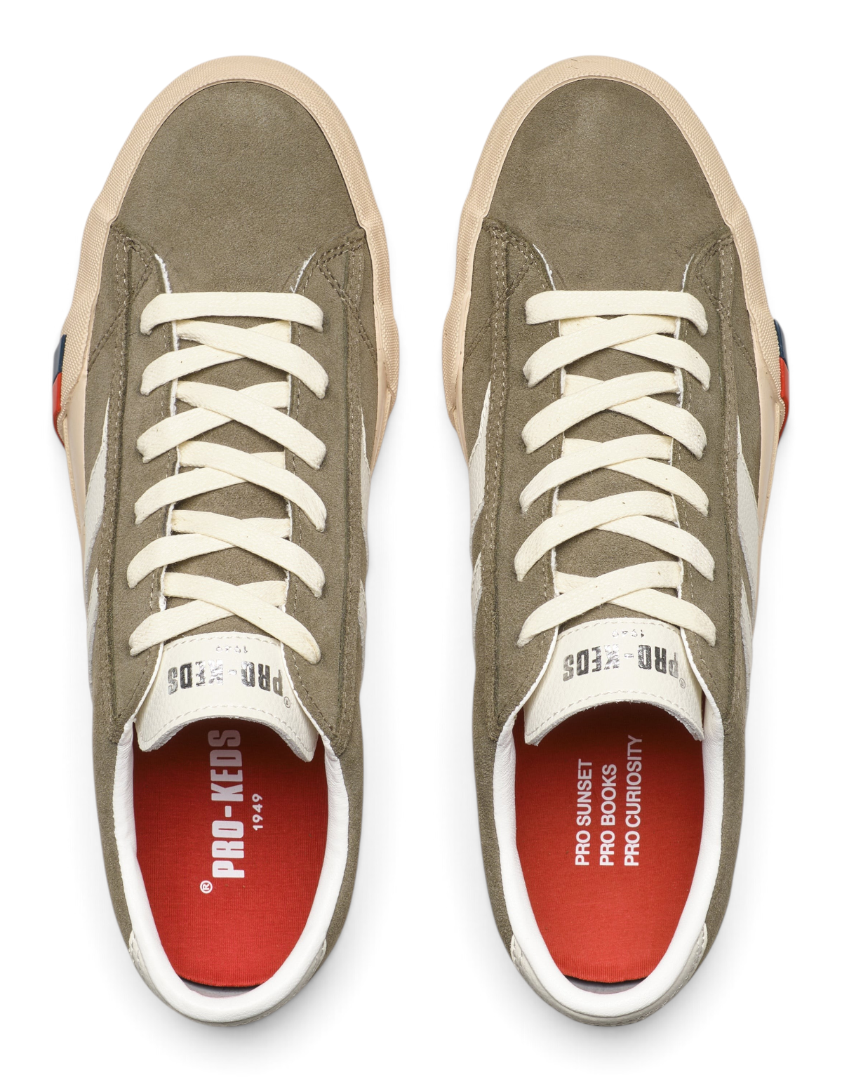 Sneaker DevidLabel Pro-Keds Royal Classic in suede verde militare con suola in gomma e lacci chiari