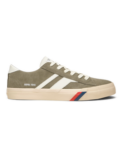 Sneaker uomo DevidLabel Pro-Keds Royal Classic in suede verde militare con suola in gomma e dettagli a contrasto