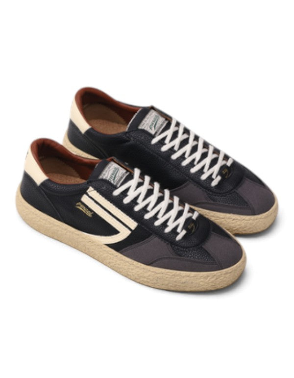 Sneaker DevidLabel Puraai 1.01 Vintage Eclipse in pelle scura e camoscio con suola testurizzata color crema