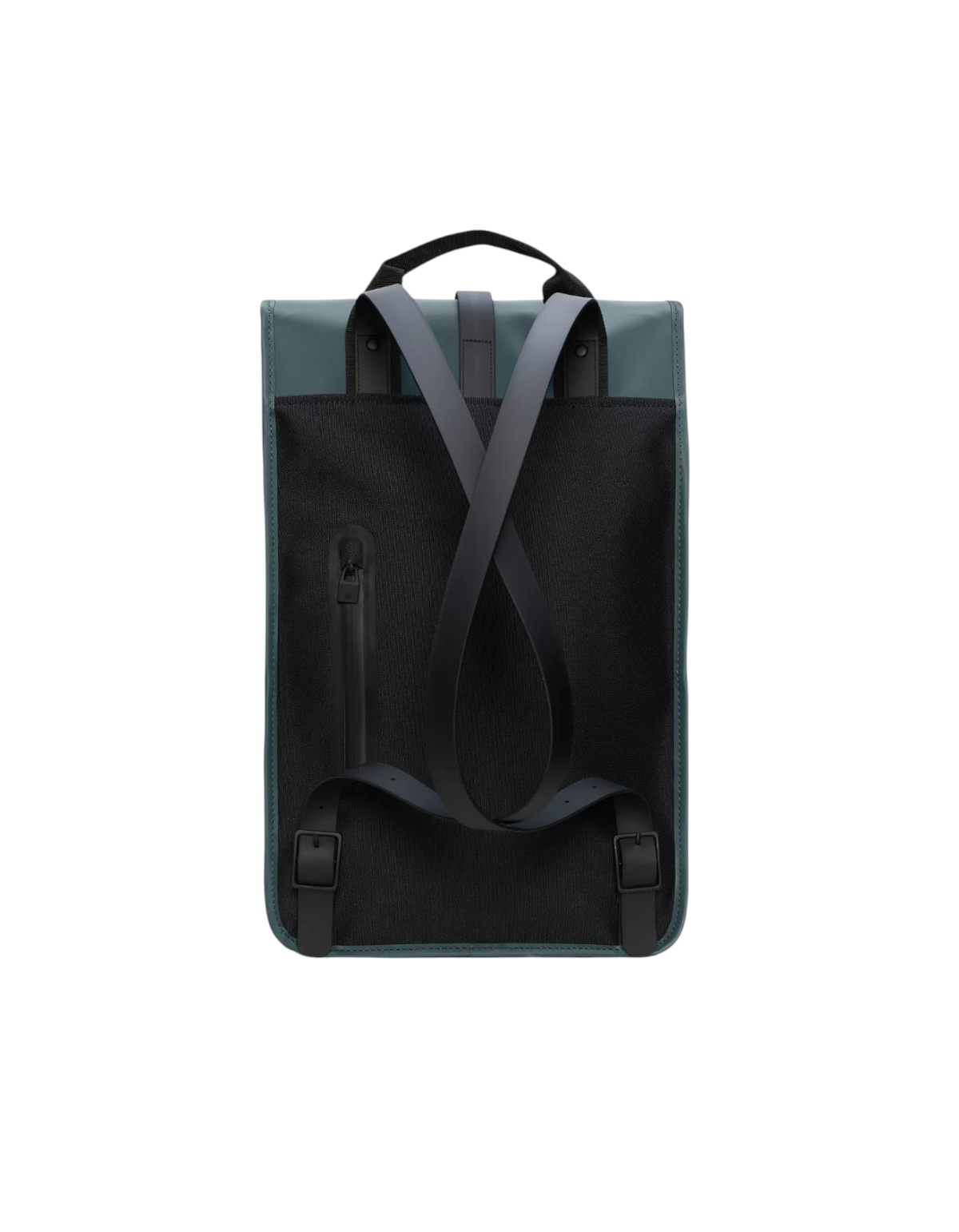 Vista posteriore dello zaino impermeabile Rains Backpack Mystique di DevidLabel con spallacci regolabili e tasca
