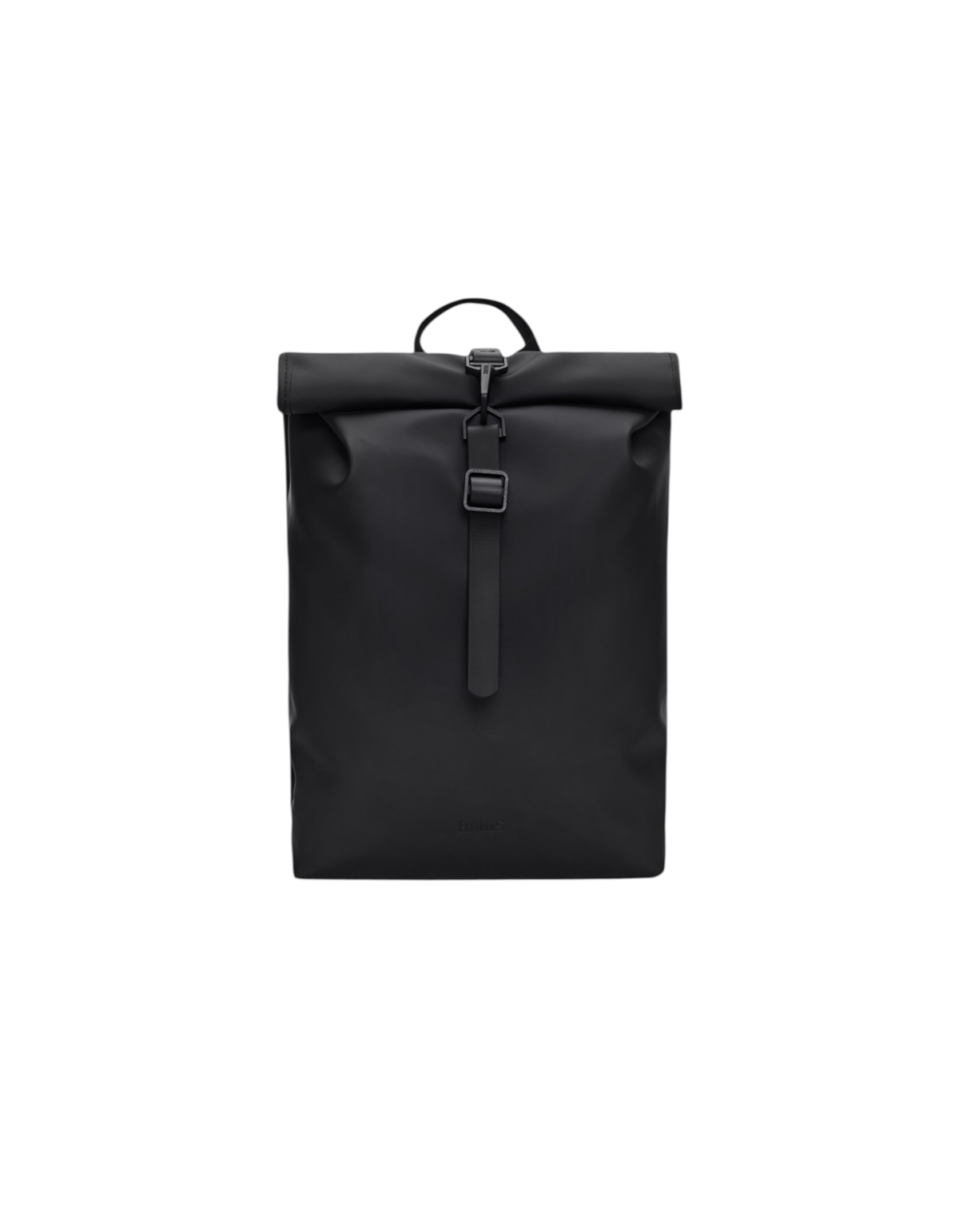 Zaino DevidLabel Rains Rolltop Rucksack Mini nero in tessuto PU impermeabile con chiusura a moschettone