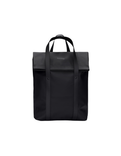 Zaino tote nero Rains 2 Way Tote Backpack in tessuto PU impermeabile con manici superiori e design minimalista