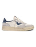 Sneaker DevidLabel 4B12 Hyper U3002 in pelle bianco panna con inserti in suede grigio e dettagli blu a contrasto