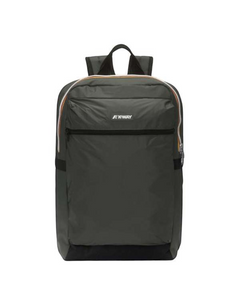 Zaino DevidLabel K-Way Laon color Green Blackish con tasca frontale e logo, design compatto per uso quotidiano.