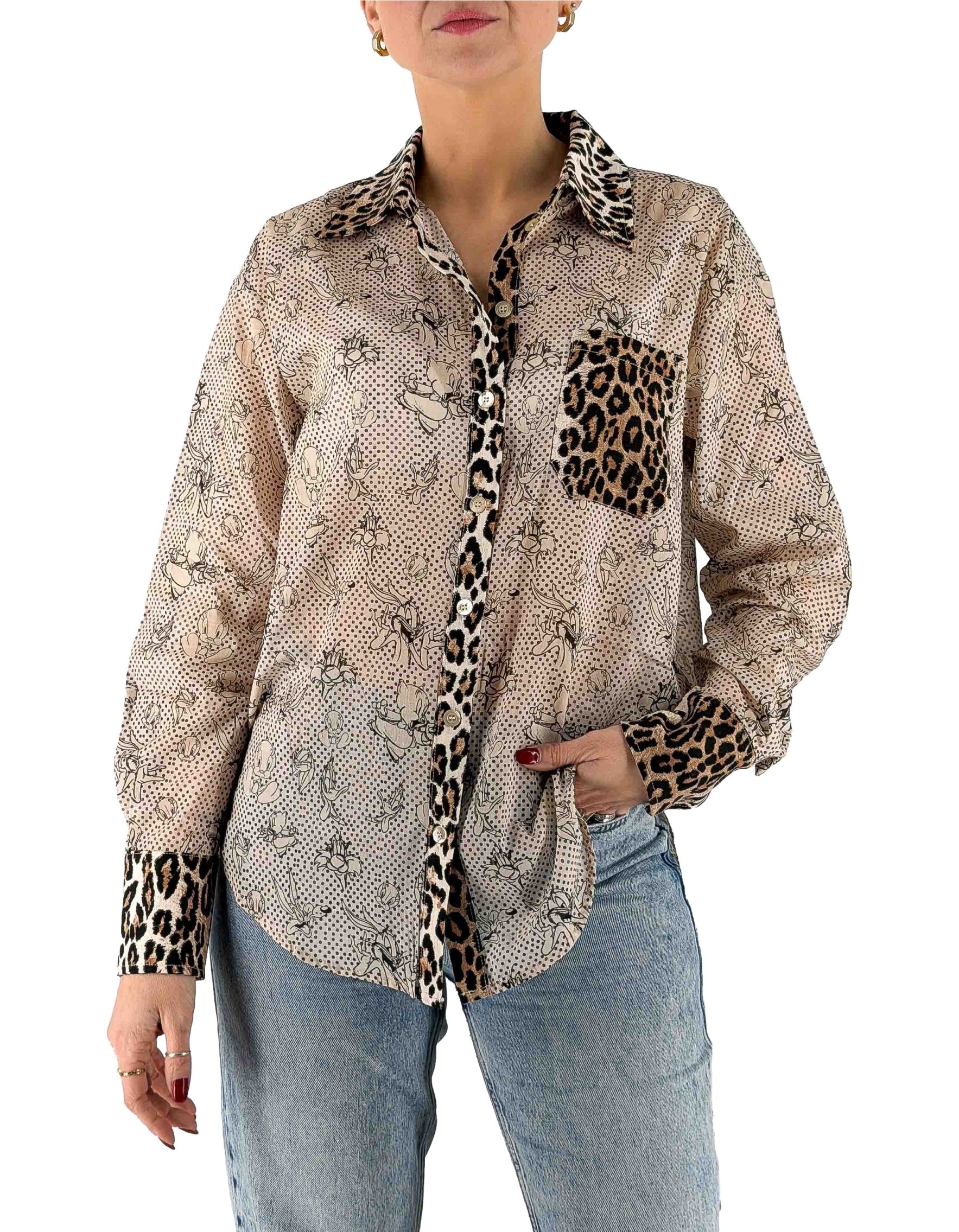 Front Street Looney Tunes Shirt Maculata – vista principale – Master SKU FST_37197_MARRONE