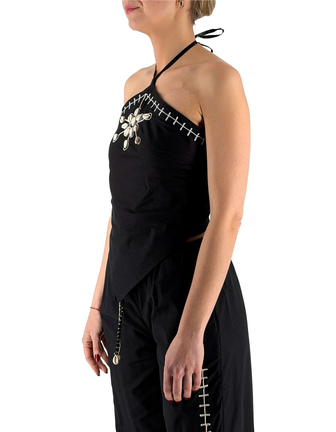 Front Street Top Con Ricami E Conchiglie Nero – dettaglio prodotto 3 – Master SKU FST_37134_NERO
