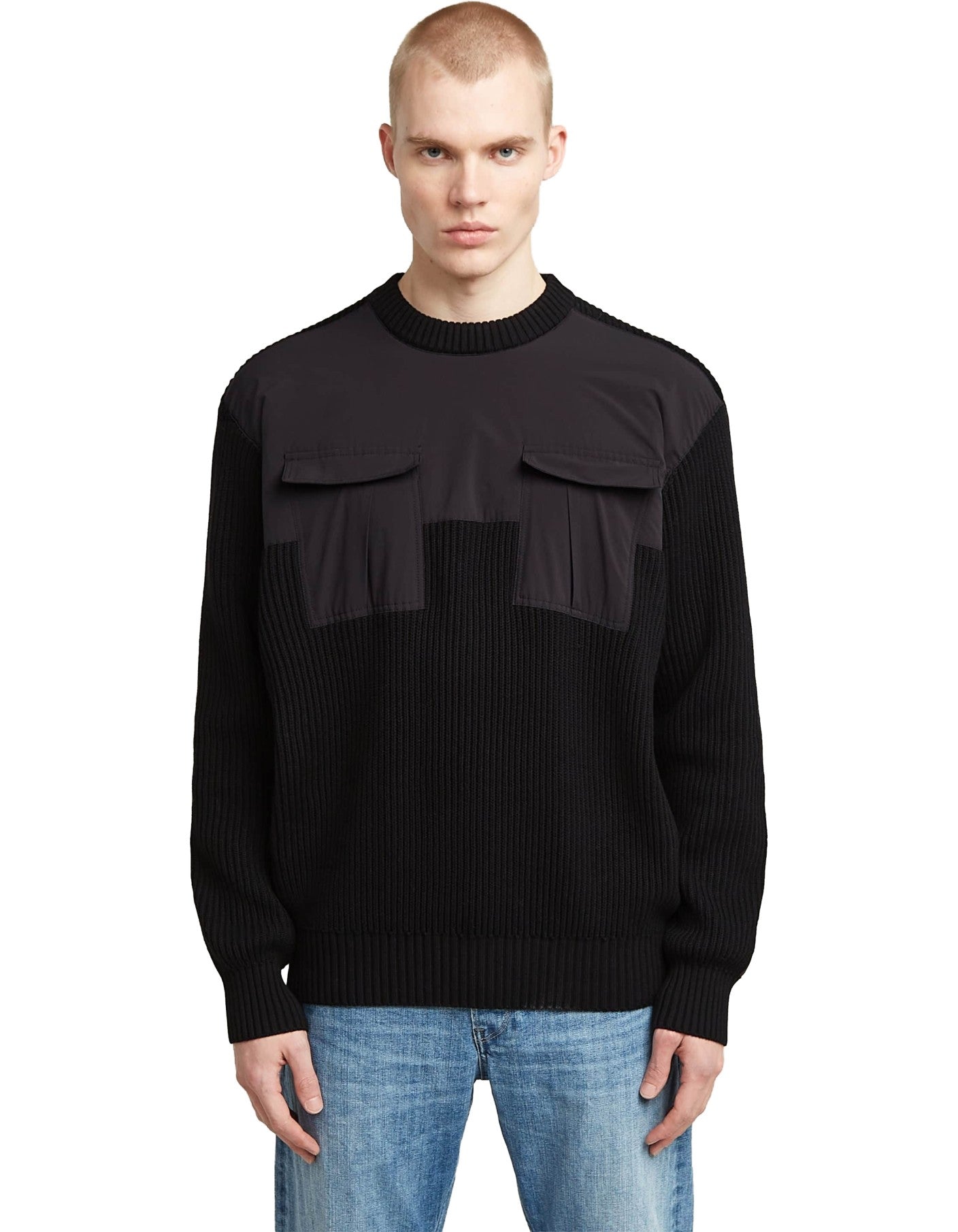G-Star Maglia Woven Mix R Knit Dk Black – vista principale – Master SKU GST_D26725-C868_6484