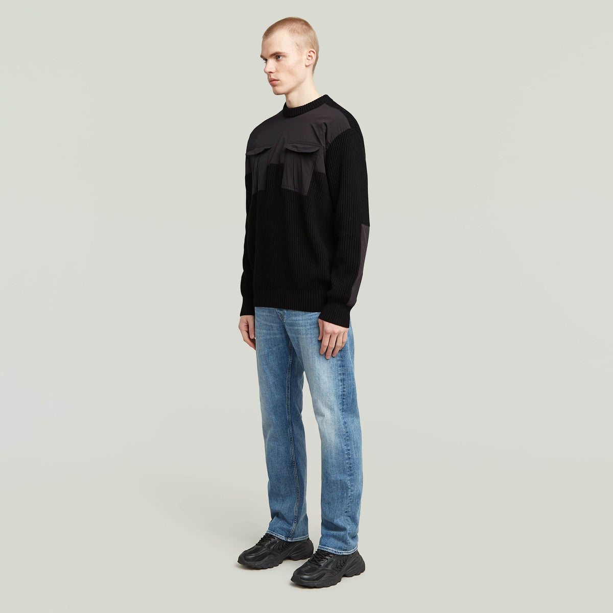 G-Star Maglia Woven Mix R Knit Dk Black – dettaglio prodotto 5 – Master SKU GST_D26725-C868_6484