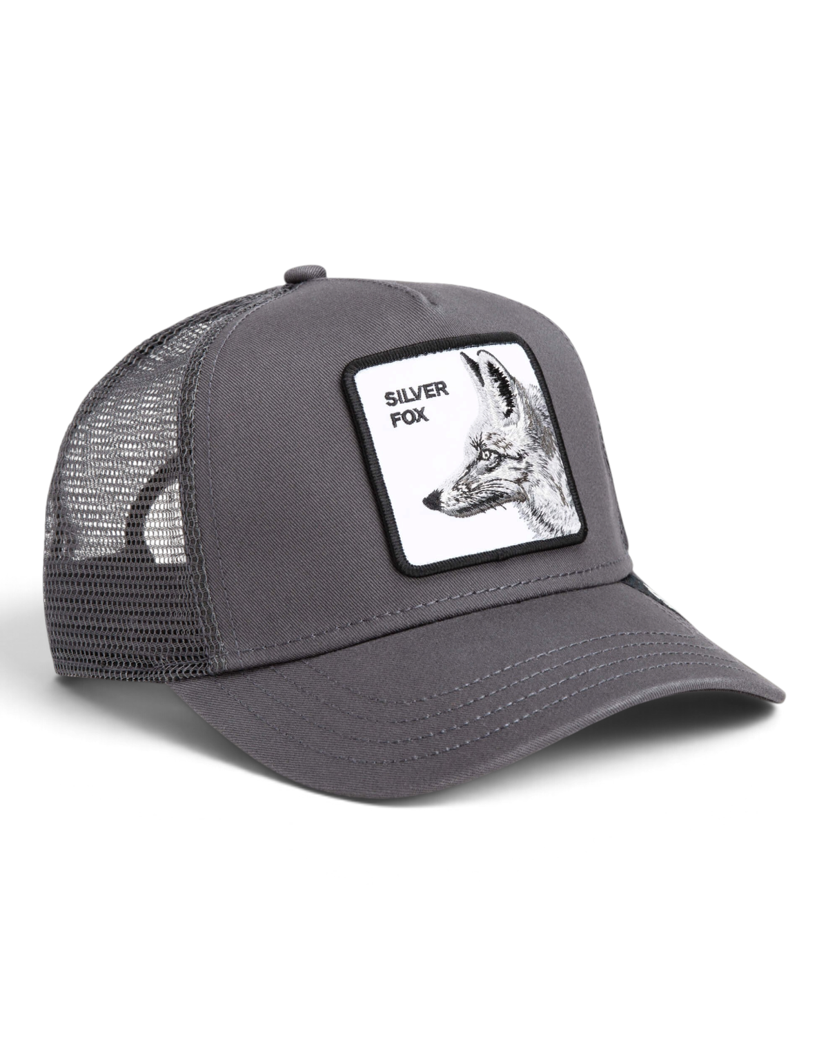 Cappellino trucker DevidLabel Goorin Bros Silver Foxxx color olio in poliestere e cotone con patch volpe