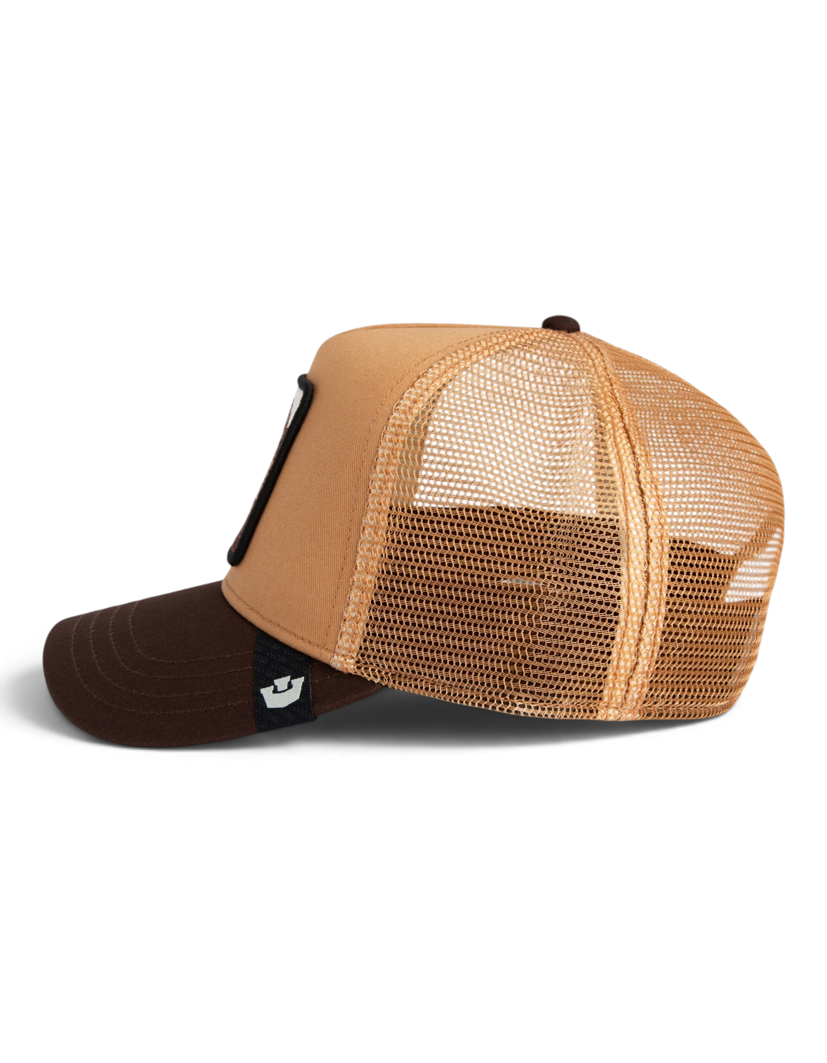 Cappellino trucker DevidLabel Goorin Bros King color Heat con pannello posteriore in rete e visiera marrone