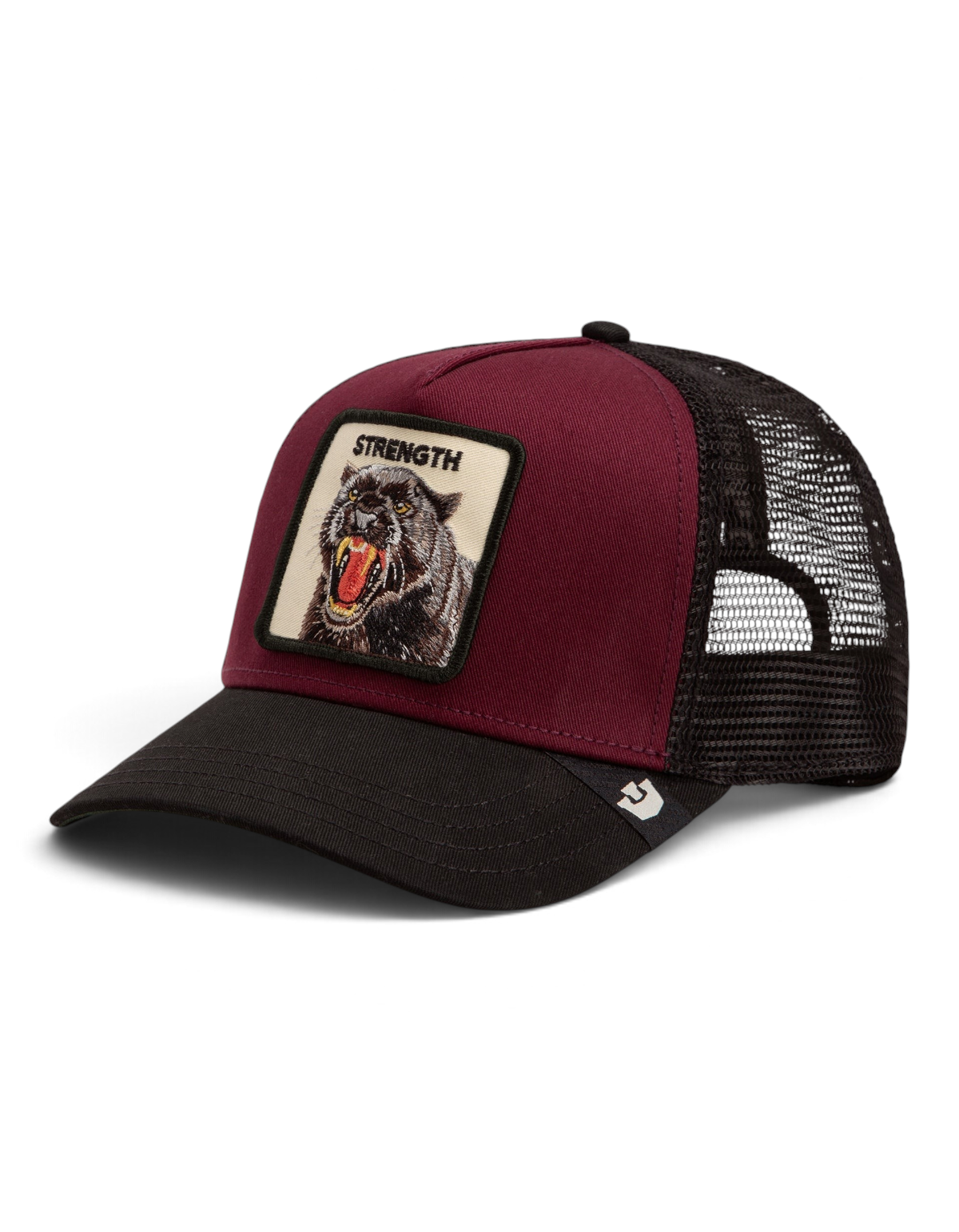 Cappellino trucker DevidLabel Goorin Bros Strength Panther color bordeaux con patch frontale di una pantera