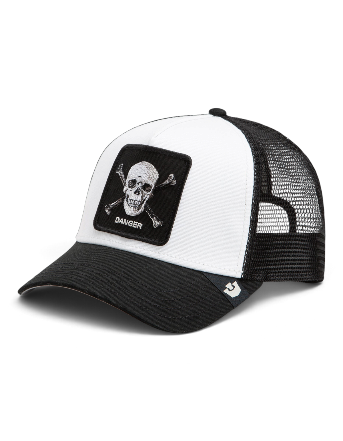 Cappellino trucker DevidLabel Goorin Bros Danger Skull And Crossbones color dust con patch teschio e rete nera