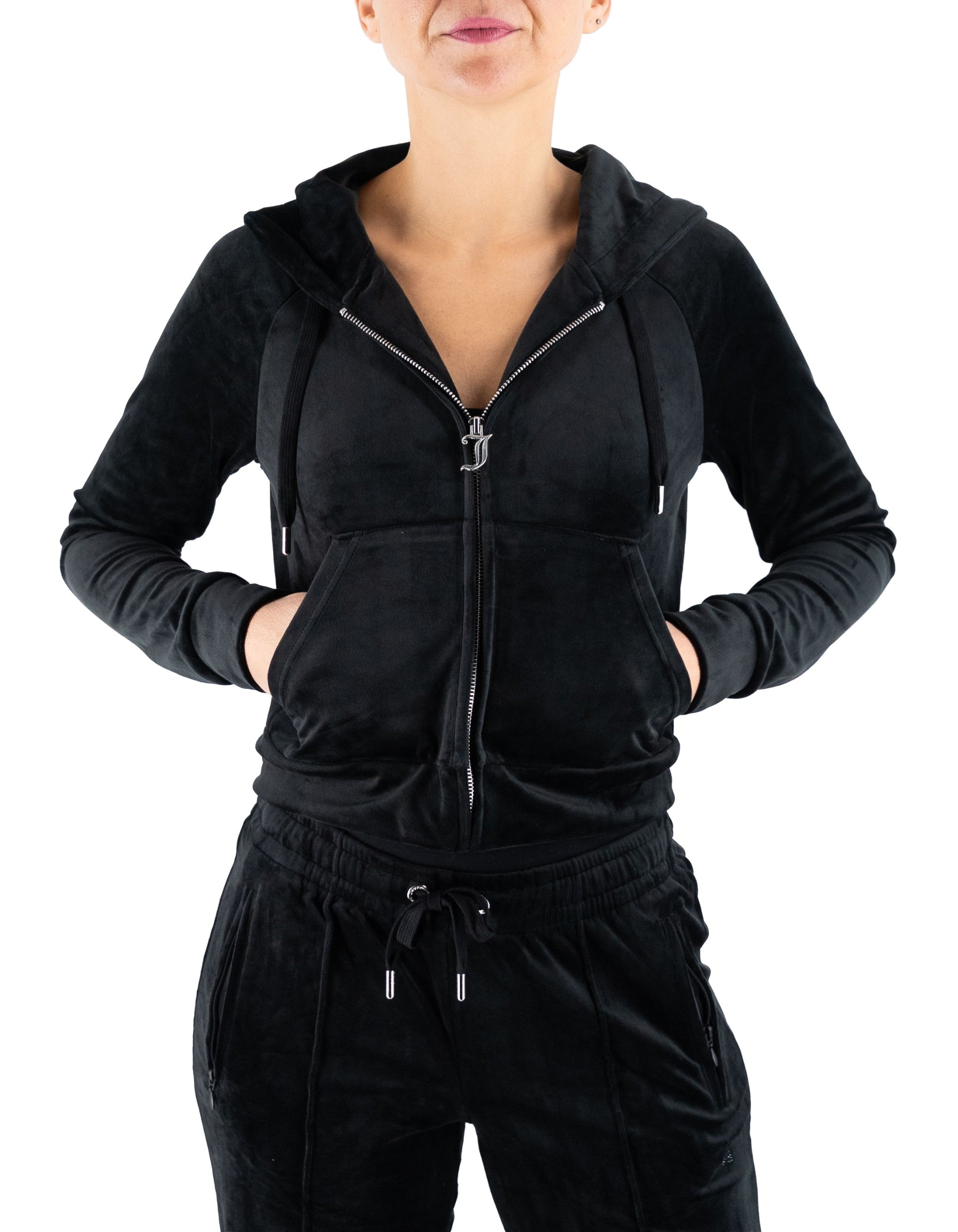 Juicy Couture Felpa Full Zip Madison Outline Nera – vista principale – Master SKU JUI_VIJH70698WPFJ00