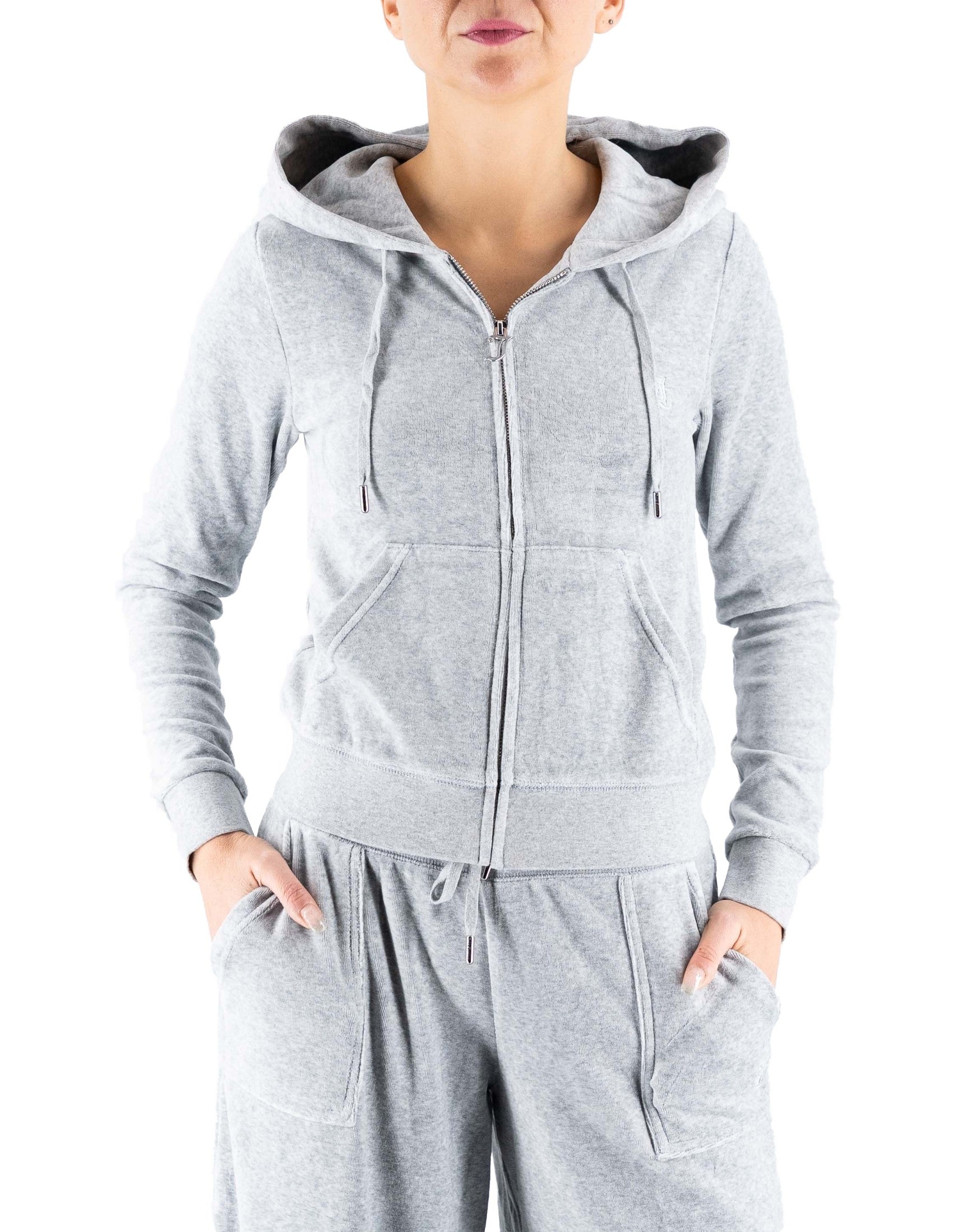Juicy Couture Felpa Full Zip Modello Robertson Grigia – vista principale – Master SKU JUI_VEJB70001WJZJ32