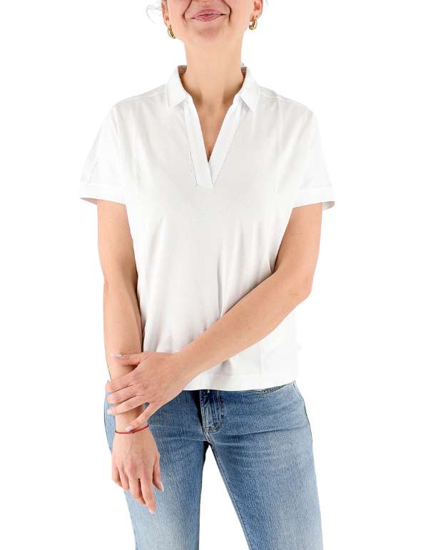 K-Way Polo Iselie Jersey White – vista principale – Master SKU KWAY_K5137PW_1