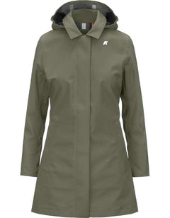 K-Way Trench Mathy Bonded Jersey Green Lichen – vista principale – Master SKU KWAY_K7127JW_V15