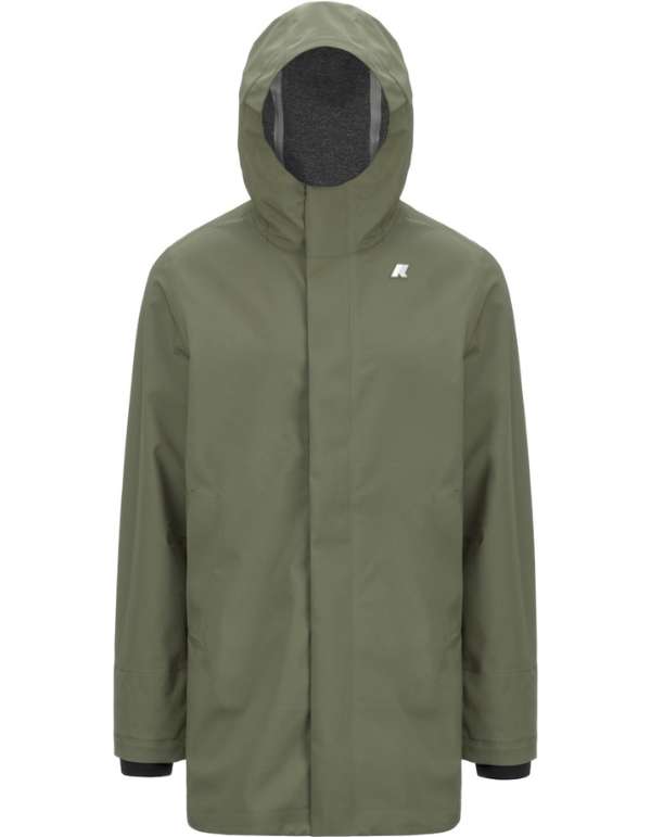 K-Way Trench Tommy Bonded Jersey Green Lichen – vista principale – Master SKU KWAY_K5126SW_V15