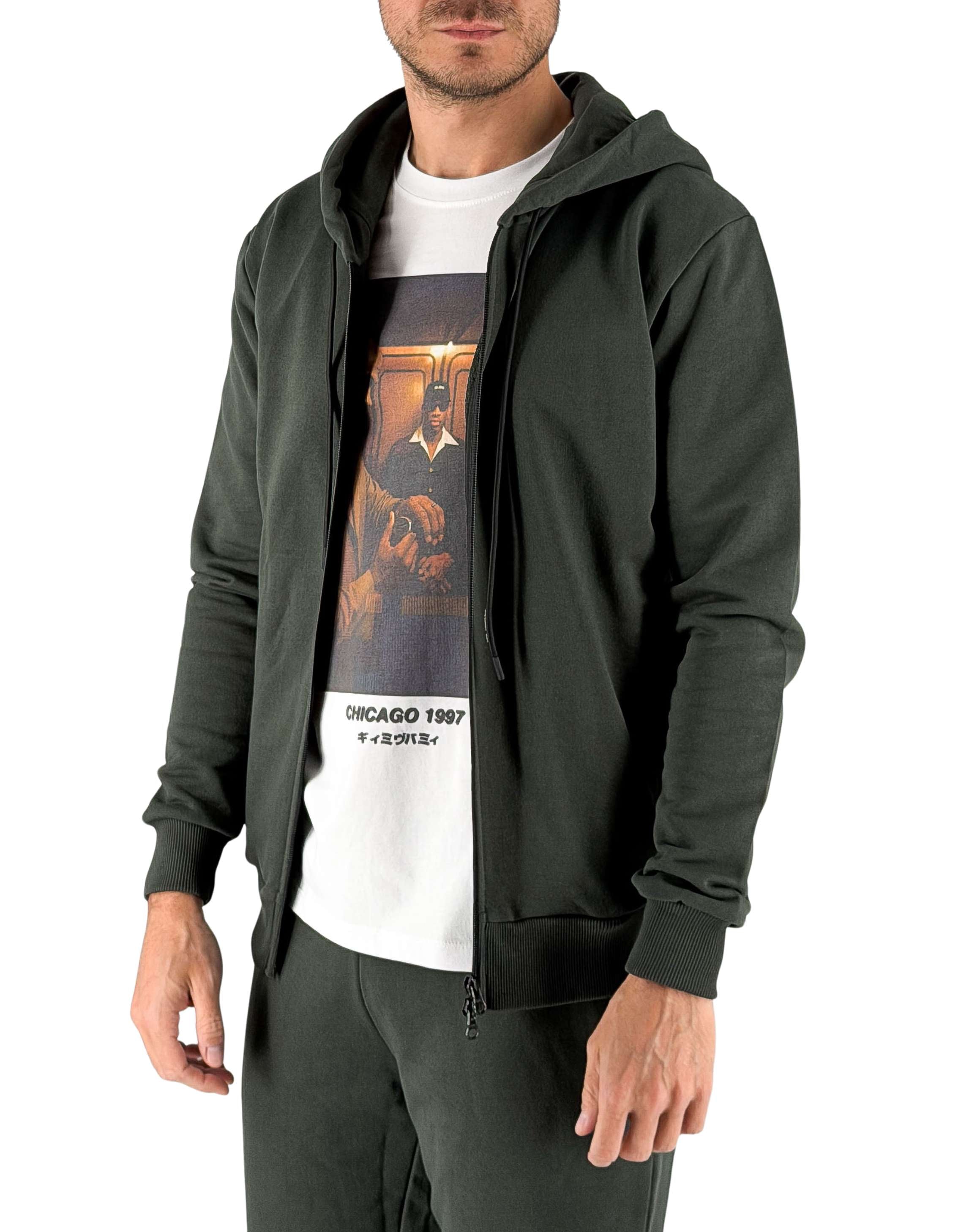 Ko Samui Felpa Con Zip e Cappuccio Verde – vista principale – Master SKU KSU_KHZX_ESSENTIAL_S6_VERDE