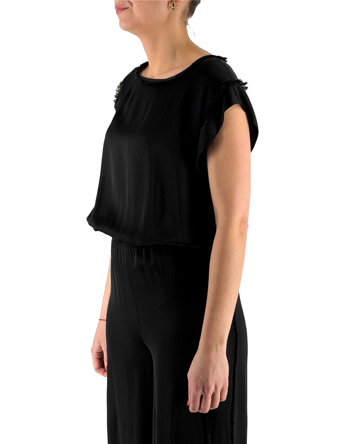 Manila Grace Blusa Sfrangiata Nero Ma001 – dettaglio prodotto 4 – Master SKU MNG_C174VU_MA001_NERO