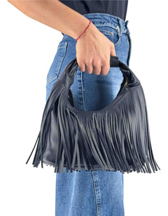 Manila Grace Borsa Mini Sac Bag Frange Nero Ma001 – vista principale – Master SKU MNG_B825EU_MA001_NERO