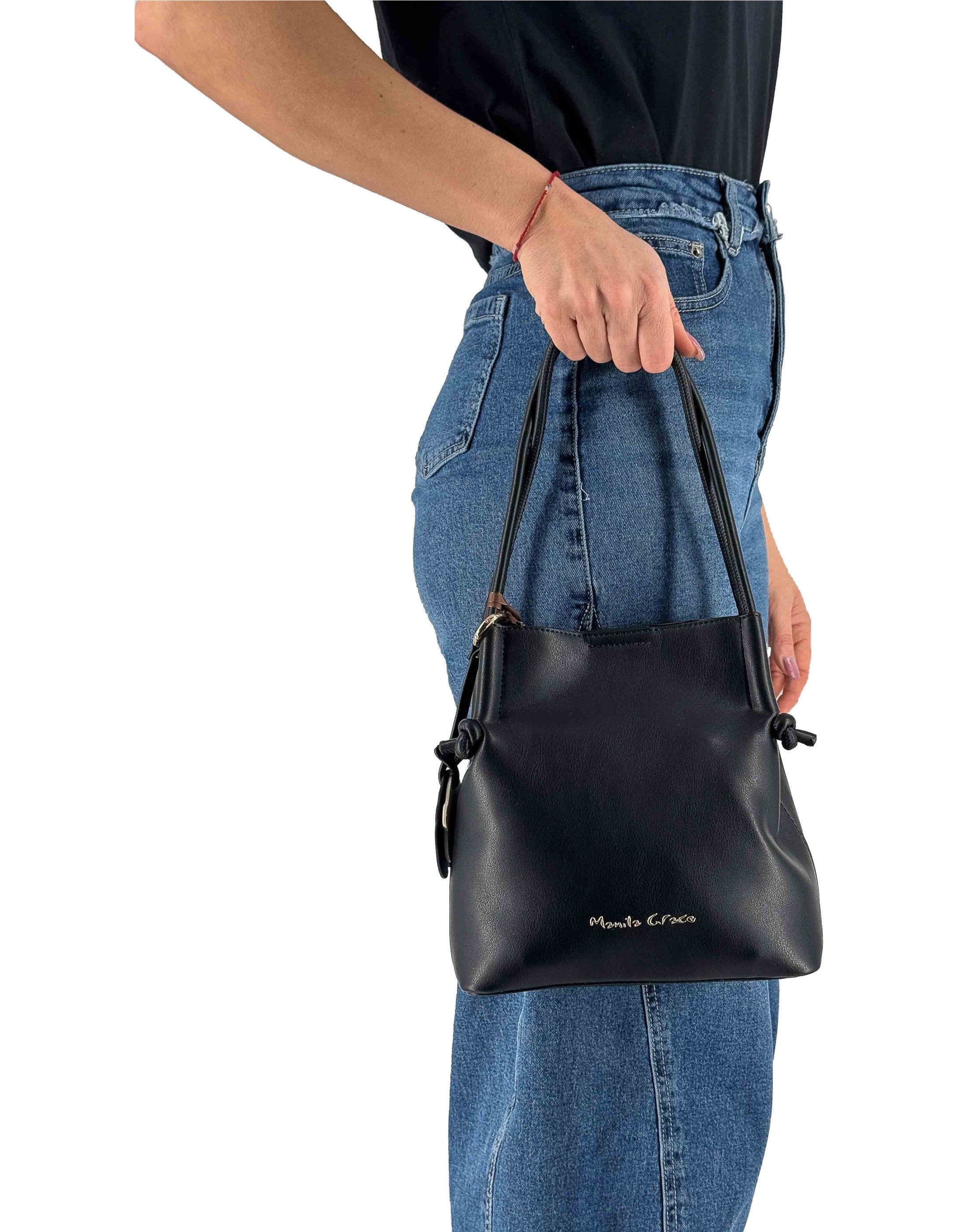 Manila Grace Borsa Tote Bag Piccola Nero Ma001 – vista principale – Master SKU MNG_B806EU_MA001_NERO