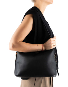 Manila Grace Hobo Bag Mg Lettering Nero – vista principale – Master SKU MNG_B810EU_MA001