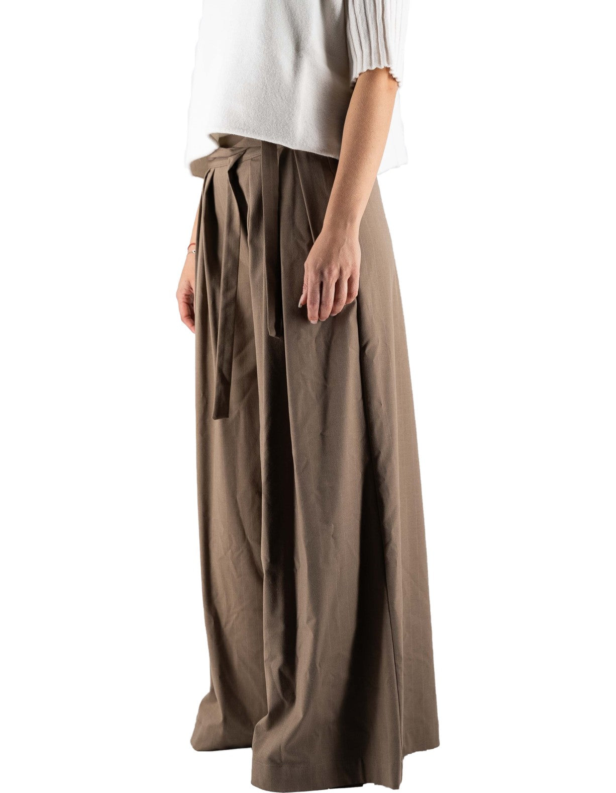 Manila Grace Pantalone Palazzo Gessato Cappuccino – dettaglio prodotto 2 – Master SKU MNG_P136PI_MA644