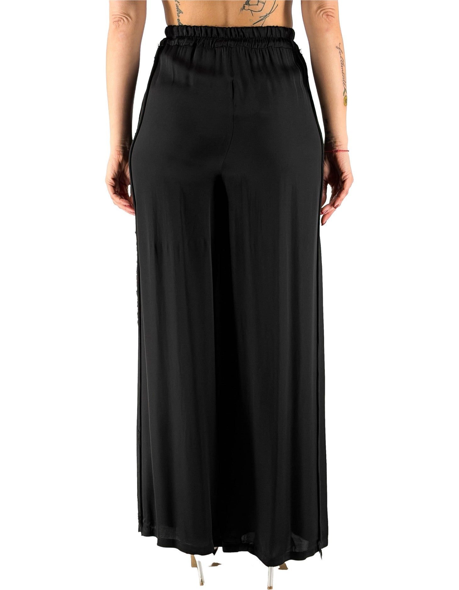 Manila Grace Pantalone Palazzo Sfrangiato Nero Ma001 – dettaglio prodotto 4 – Master SKU MNG_P175VU_MA001_NERO