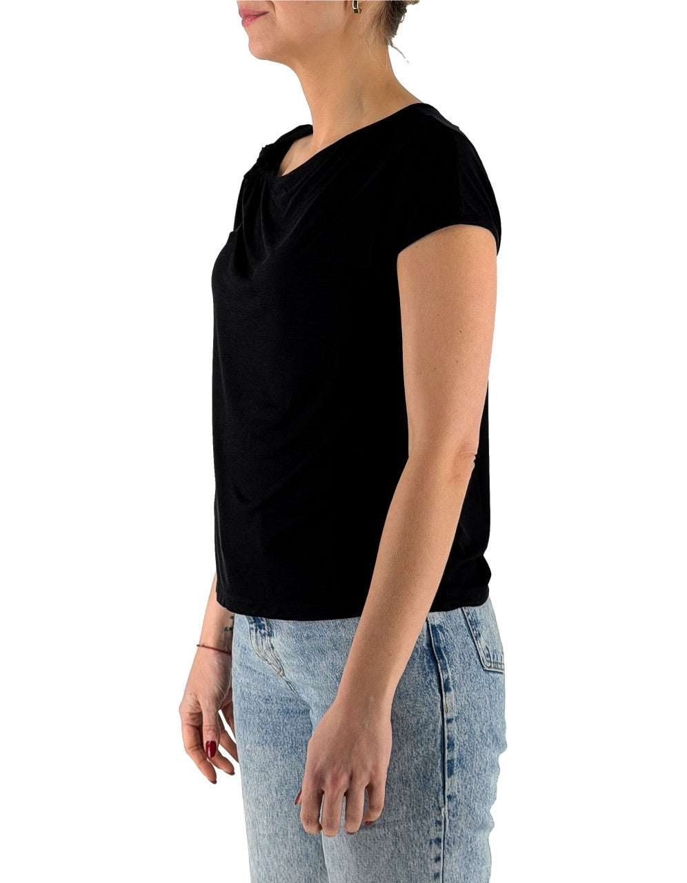 Manila Grace T-shirt Con Nodo Nero Ma001 – dettaglio prodotto 3 – Master SKU MNG_T033VU_MA001_NERO