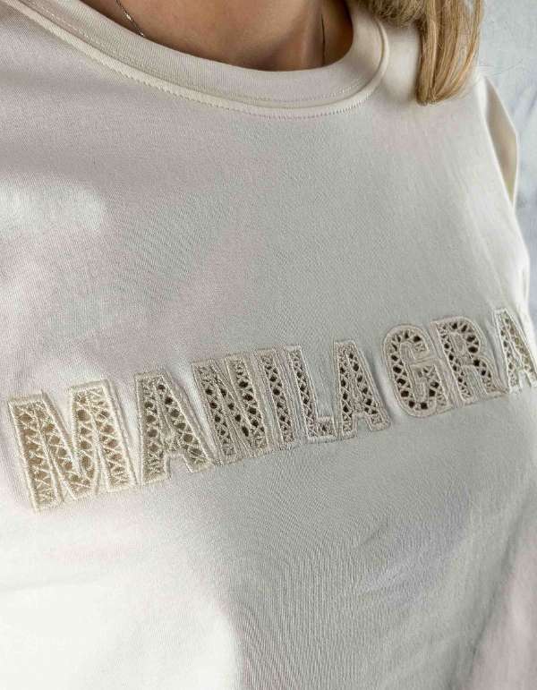 Manila Grace T-shirt Logata Ma148 Avorio – dettaglio prodotto 2 – Master SKU MNG_T004CU_MA148_AVORIO