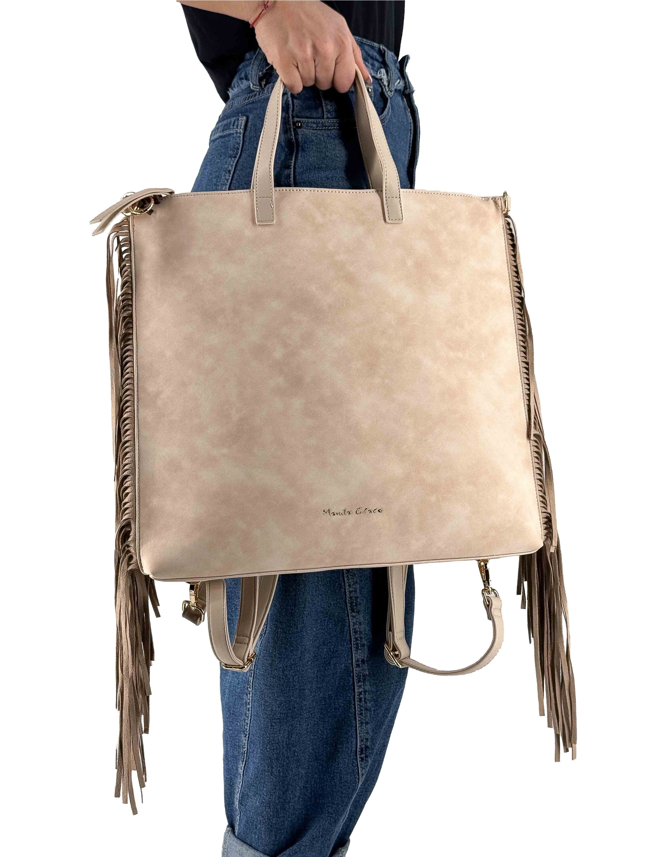Manila Grace Zaino/Borsa Frange Avorio Ma148 – dettaglio prodotto 3 – Master SKU MNG_B803EU_MA148_AVORIO
