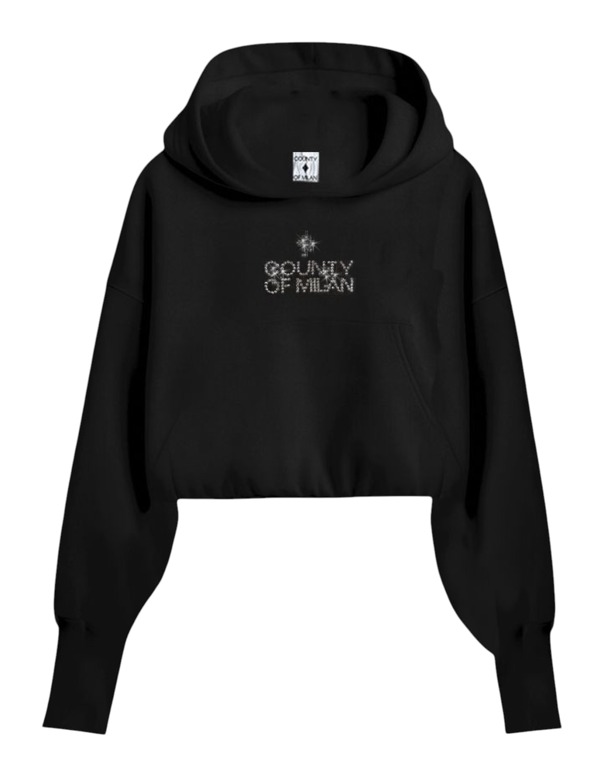 Marcelo Burlon Felpa Donna Crop con Cappuccio Nero 26ICM30281