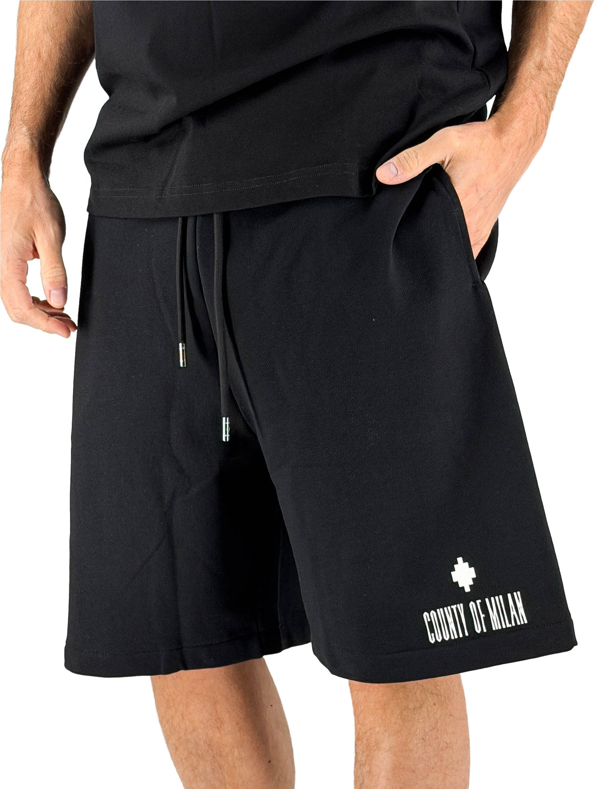 Marcelo Burlon - County Of Milan Bermuda In Felpa Logo Snake Nero – dettaglio prodotto 5 – Master SKU MBU_S6CMMABE054_110