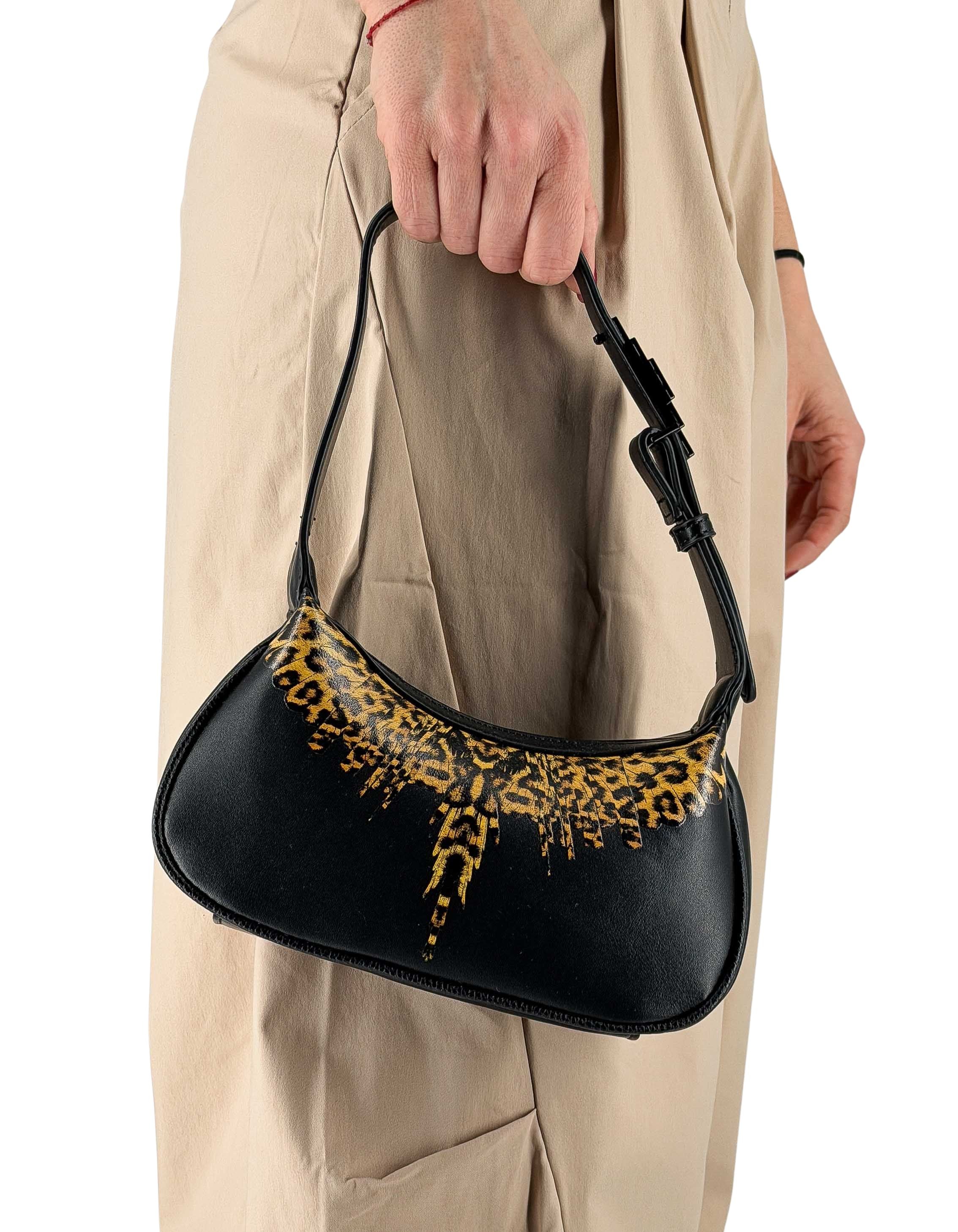 Marcelo Burlon - County Of Milan Borsetta Mini Shoulder Bag Black / Leopard Wings – vista principale – Master SKU MBU_COMAS260438UNICA0910_UNICABLACK_LEOPARD_WINGS