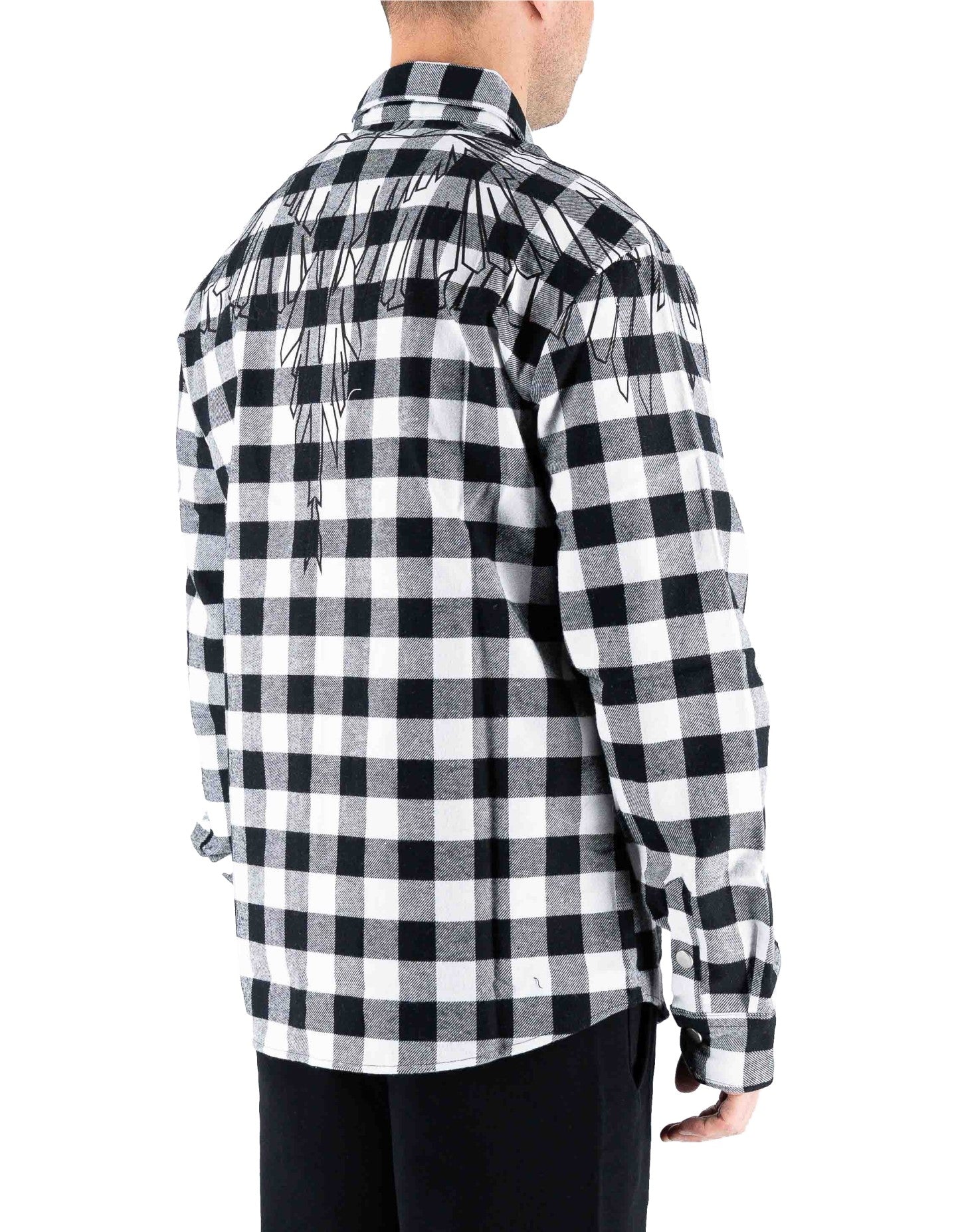 Marcelo Burlon - County Of Milan Camicia In Flanella Check Nero/bianco/grigio – dettaglio prodotto 3 – Master SKU MBU_F5CAMASI032_110