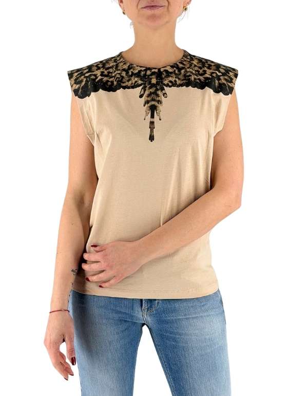 Marcelo Burlon - County Of Milan Canotta Donna Wings Leo In Cotone, Beige – dettaglio prodotto 3 – Master SKU MBU_26ECM30167_BEIGE