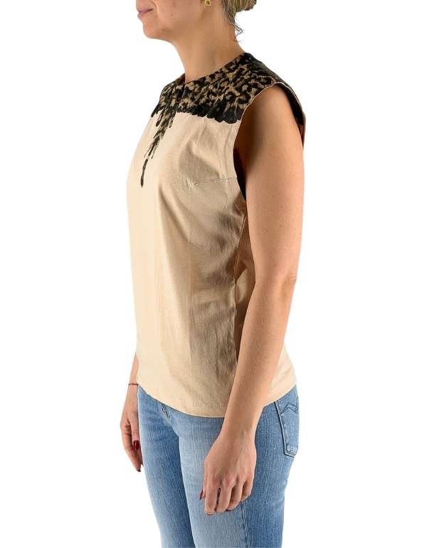 Marcelo Burlon - County Of Milan Canotta Donna Wings Leo In Cotone, Beige – dettaglio prodotto 4 – Master SKU MBU_26ECM30167_BEIGE