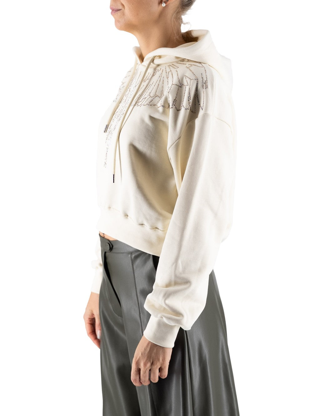 Marcelo Burlon - County Of Milan Felpa Con Cappuccio Latte Glitter – dettaglio prodotto 4 – Master SKU MBU_25ICM30028_LATTE