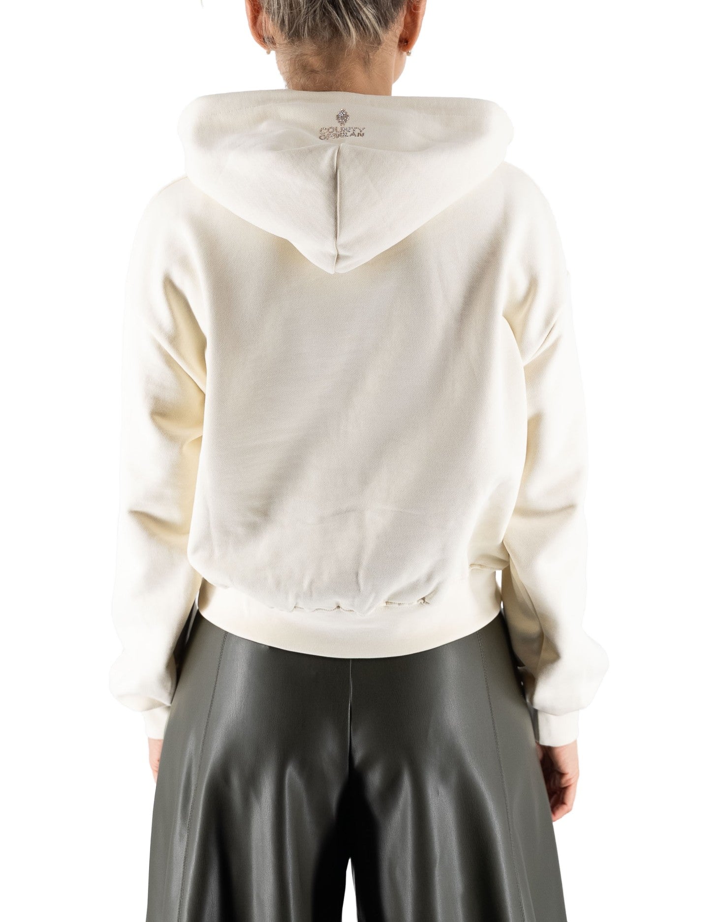 Marcelo Burlon - County Of Milan Felpa Con Cappuccio Latte Glitter – dettaglio prodotto 5 – Master SKU MBU_25ICM30028_LATTE