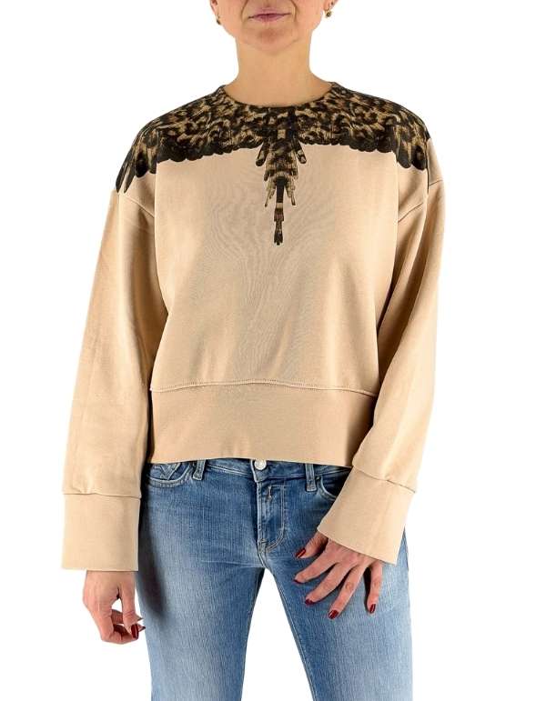 Marcelo Burlon - County Of Milan Felpa Donna Wings Leo In Cotone, Beige – dettaglio prodotto 3 – Master SKU MBU_26ECM30169_BEIGE