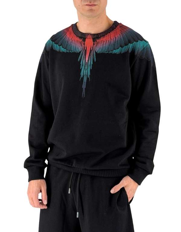 Marcelo Burlon - County Of Milan Felpa Wings Nero/black – vista principale – Master SKU MBU_S6CMMASW028_110