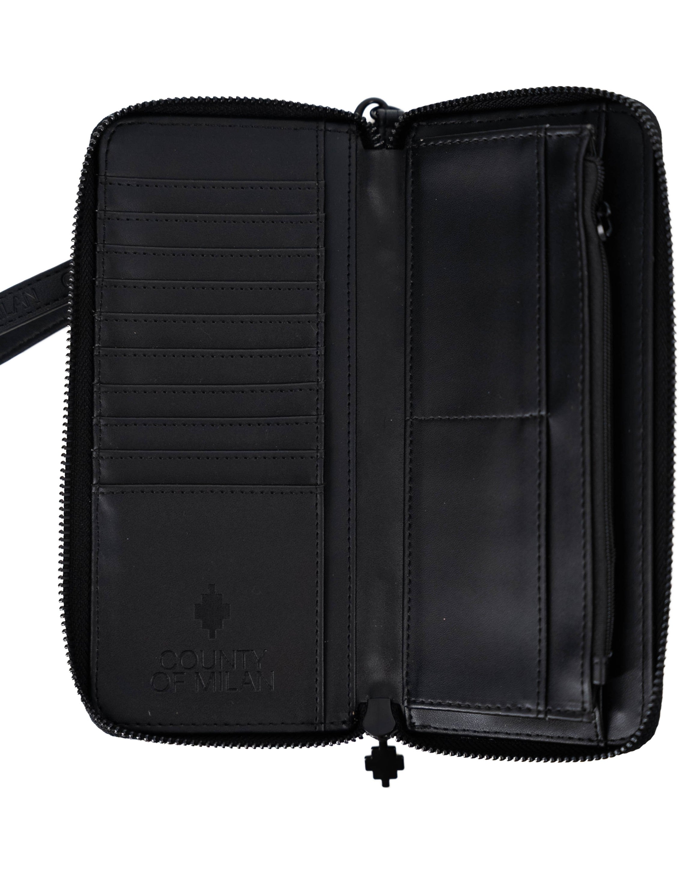 Marcelo Burlon - County Of Milan Portafoglio Zip Around nero / Bianco – dettaglio prodotto 3 – Master SKU MBU_COMAF250216UNICA0013_UNICANERO_BIANCO