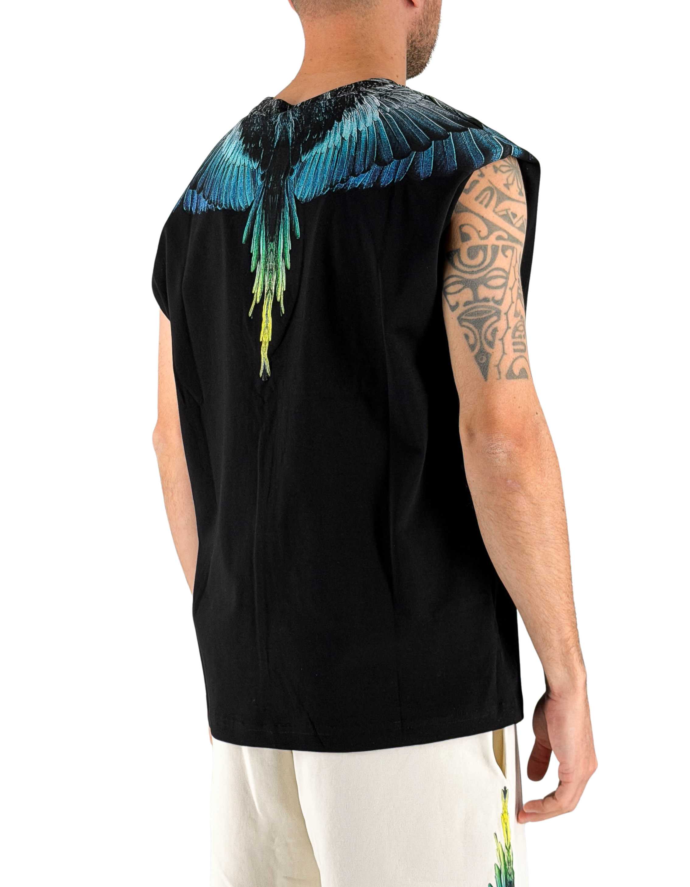 Marcelo Burlon - County Of Milan T-Shirt Smanicata Black Royal Wings – dettaglio prodotto 3 – Master SKU MBU_S6CMMATH023_110