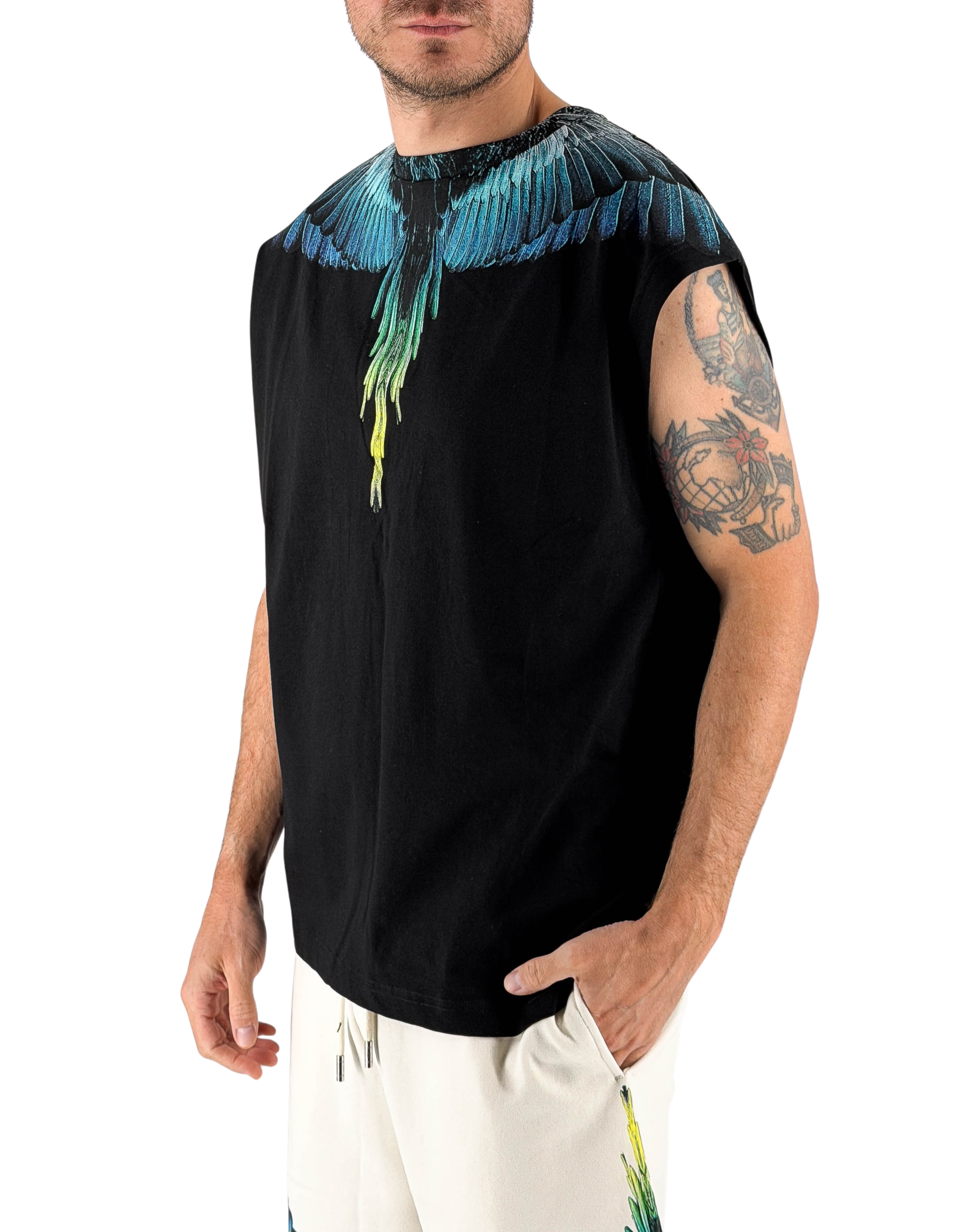 Marcelo Burlon - County Of Milan T-Shirt Smanicata Black Royal Wings – dettaglio prodotto 4 – Master SKU MBU_S6CMMATH023_110