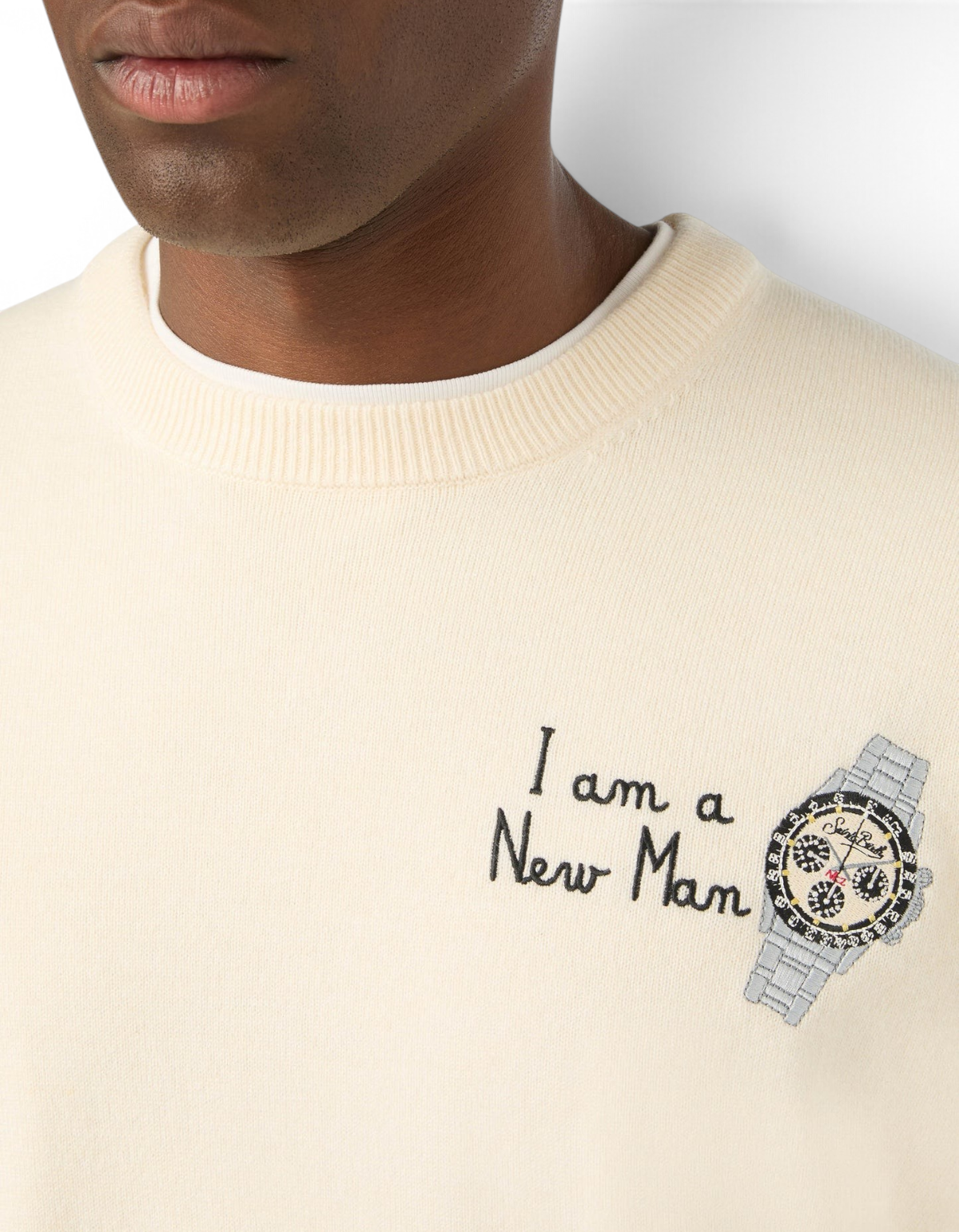 Maglione Heron Light I Am a New Man MC2 Saint Barth - dettaglio ricamo